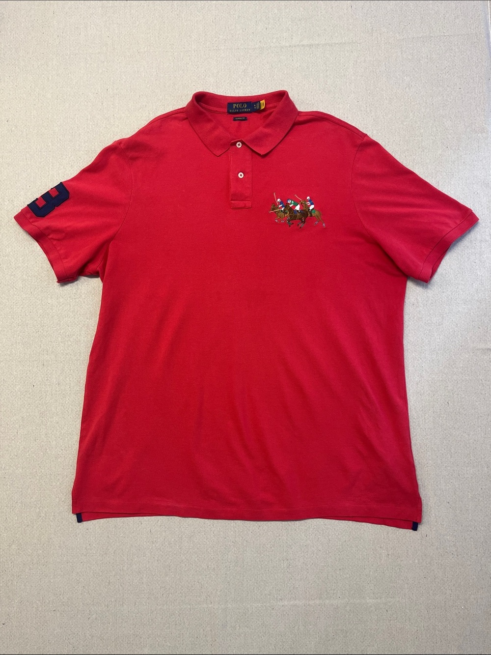 Polo Ralph Lauren Red Classic Fit Big Pony Polo Shirt Mens XL Cotton
